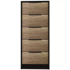 Commode en bois à 5 tiroirs Okak, commode de rangement moderne et polyvalente pour chambre/bureau