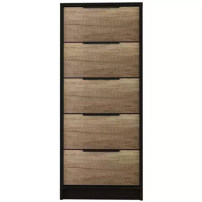 Commode en bois à 5 tiroirs Okak, commode de rangement moderne et polyvalente pour chambre/bureau