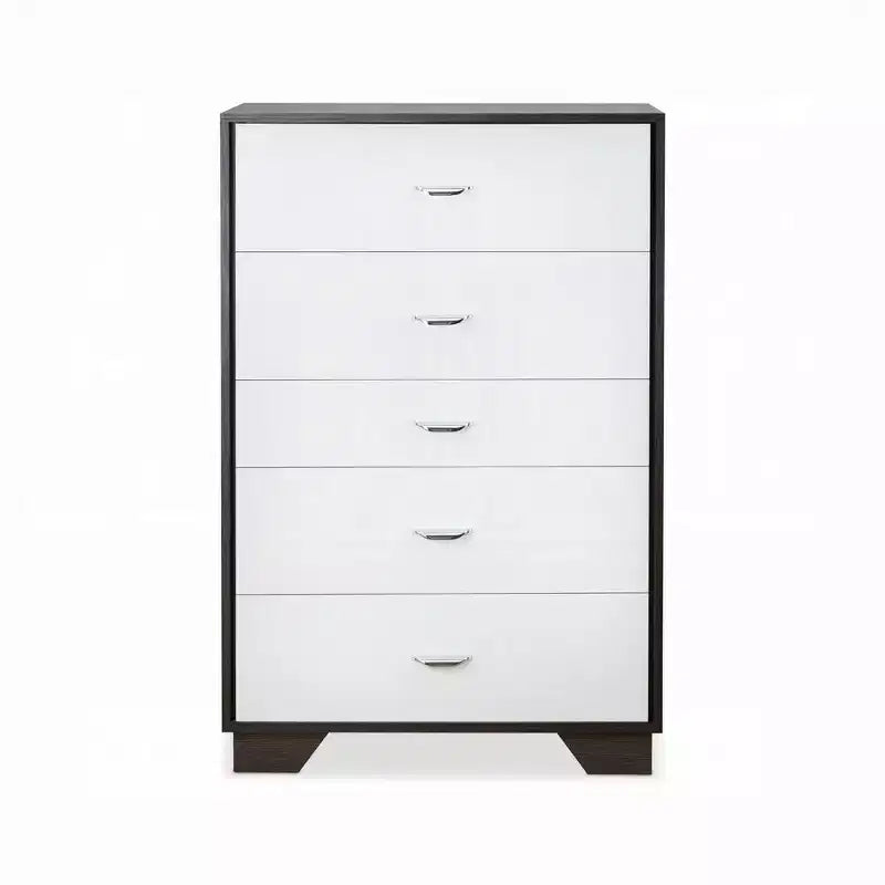 Commode en bois à 5 tiroirs Okak, commode de rangement moderne et polyvalente pour chambre/bureau