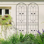 MAYEERTY Lot de 2 treillis de jardin en métal noir antirouille de 220 x 50 cm pour plantes grimpantes