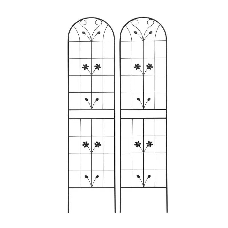 MAYEERTY Lot de 2 treillis de jardin en métal noir antirouille de 220 x 50 cm pour plantes grimpantes