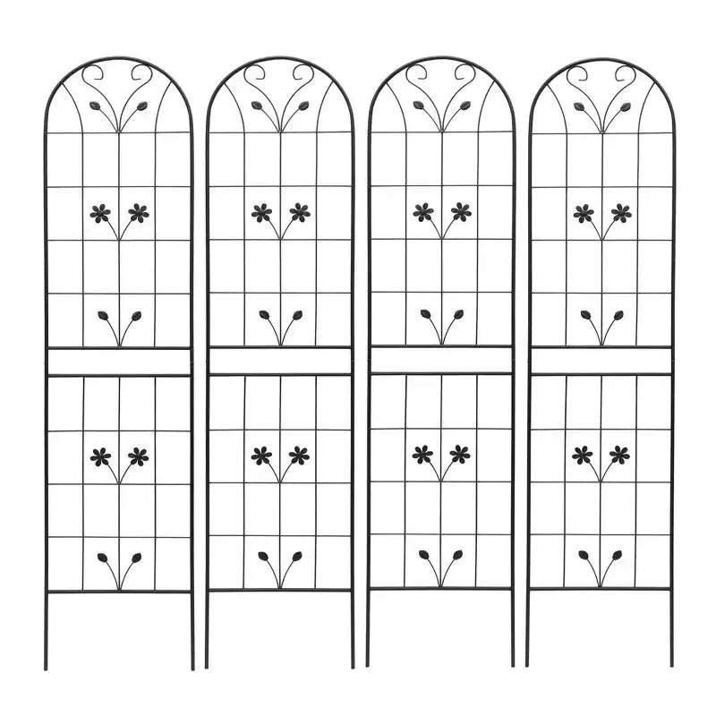 MAYEERTY Lot de 2 treillis de jardin en métal noir antirouille de 220 x 50 cm pour plantes grimpantes