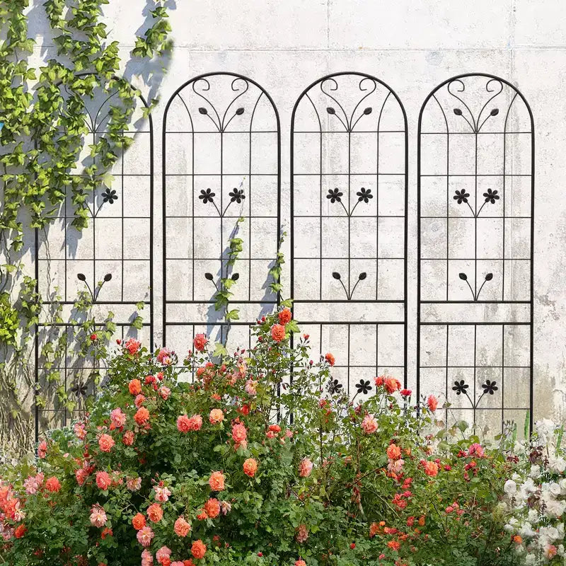 MAYEERTY Lot de 2 treillis de jardin en métal noir antirouille de 220 x 50 cm pour plantes grimpantes