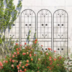 MAYEERTY Lot de 2 treillis de jardin en métal noir antirouille de 220 x 50 cm pour plantes grimpantes