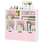 Organisateur de rangement pour jouets d'enfants avec 3 tiroirs mobiles et 6 compartiments de rangement pour salon, salle de jeux, chambre d'enfant, chambre à coucher, blanc et rose