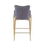 MAYEERTY Lot de 2 tabourets de bar hauteur comptoir 73 cm, revêtement velours, pieds dorés avec repose-pieds, gris pour îlot de cuisine