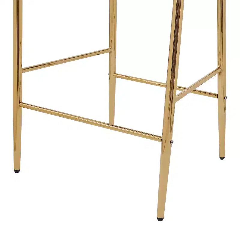 MAYEERTY Lot de 2 tabourets de bar hauteur comptoir 73 cm, revêtement velours, pieds dorés avec repose-pieds, gris pour îlot de cuisine