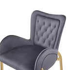 MAYEERTY Lot de 2 tabourets de bar hauteur comptoir 73 cm, revêtement velours, pieds dorés avec repose-pieds, gris pour îlot de cuisine