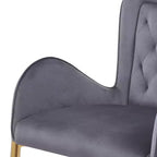 MAYEERTY Lot de 2 tabourets de bar hauteur comptoir 73 cm, revêtement velours, pieds dorés avec repose-pieds, gris pour îlot de cuisine