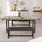 Ensemble de table à manger extensible Garvee pour 4-6 personnes, grande table rectangulaire avec 2 bancs rembourrés, ensemble de table de cuisine extensible pour appartement, petit espace