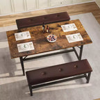 Ensemble de table à manger extensible Garvee pour 4-6 personnes, grande table rectangulaire avec 2 bancs rembourrés, ensemble de table de cuisine extensible pour appartement, petit espace