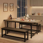 Ensemble de table à manger extensible Garvee pour 4-6 personnes, grande table rectangulaire avec 2 bancs rembourrés, ensemble de table de cuisine extensible pour appartement, petit espace