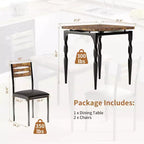 Ensemble de salle à manger 3 pièces pour petits espaces, table et 2 chaises à pieds en spirale, ensemble de table de cuisine compact pour appartements