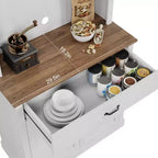 Meuble de rangement de cuisine de 71 po avec portes vitrées et support pour micro-ondes, grand meuble de cuisine autoportant