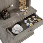 Meuble de rangement de cuisine de 71 po avec portes vitrées et support pour micro-ondes, grand meuble de cuisine autoportant
