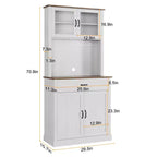 Meuble de rangement de cuisine de 71 po avec portes vitrées et support pour micro-ondes, grand meuble de cuisine autoportant