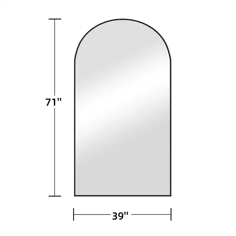 PexFix, miroir mural ou sur pied, pleine longueur, 99 cm L. x 180 cm H, avec cadre en métal arqué, grand miroir de sol noir