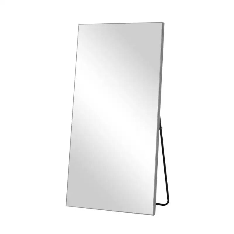 PexFix Miroir mural rectangulaire de 31 po L x 71 po H, avec cadre en métal, pleine longueur, autoportant, argent