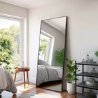 PexFix Miroir mural de salle de bain rectangulaire à cadre métallique noir, 34 po L x 71 po H