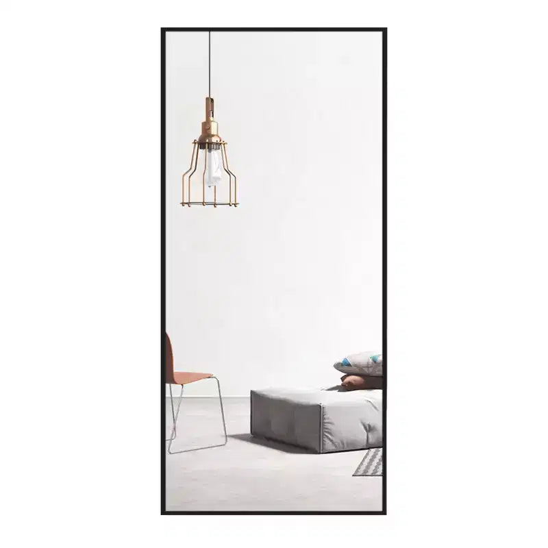 PexFix Miroir mural de salle de bain rectangulaire à cadre métallique noir, 34 po L x 71 po H