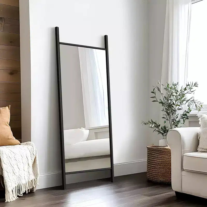 Miroir PexFix de 24 po L x 63 po H de style échelle avec cadre en bois massif brun