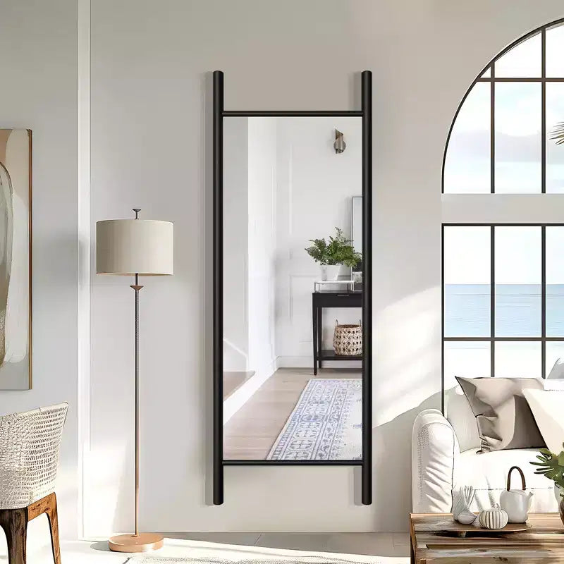 Miroir PexFix de 24 po L x 63 po H de style échelle avec cadre en bois massif brun