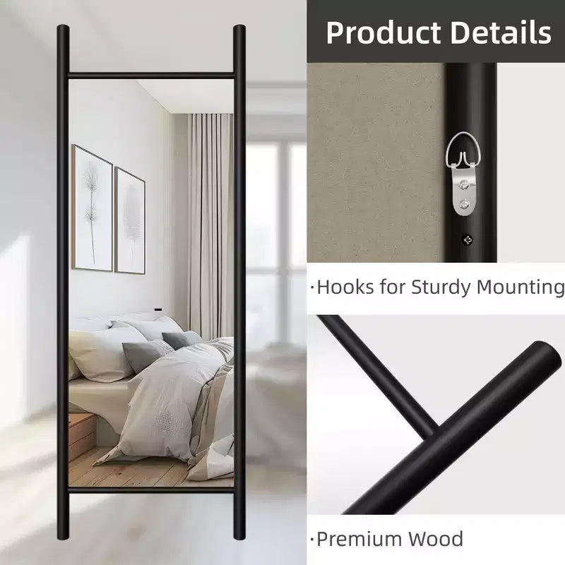 Miroir PexFix de 24 po L x 63 po H de style échelle avec cadre en bois massif brun
