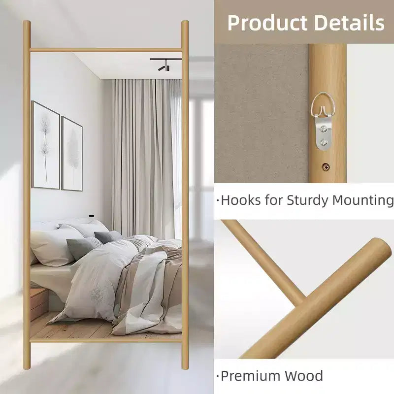 Miroir PexFix de 35 po de largeur x 73 po de hauteur, en bois massif, de style échelle, couleur marron