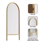PexFix 31 po (L) x 71 po (H) Miroir en pied arqué, style échelle, avec cadre en bois massif, de couleur marron