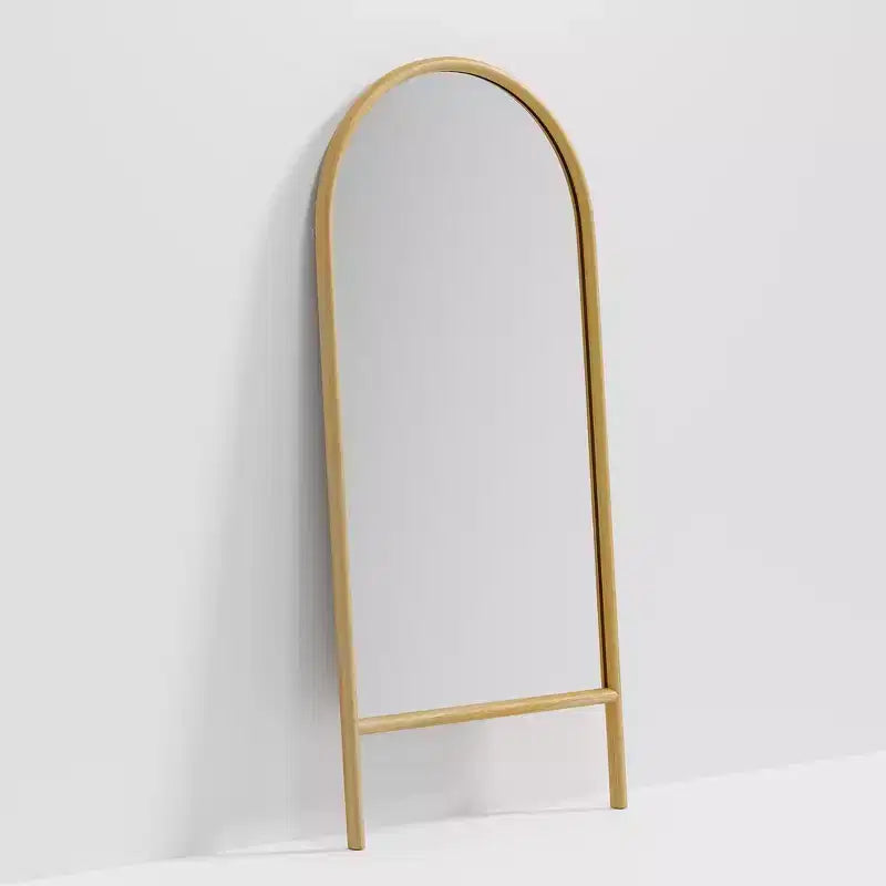 PexFix 31 po (L) x 71 po (H) Miroir en pied arqué, style échelle, avec cadre en bois massif, de couleur marron