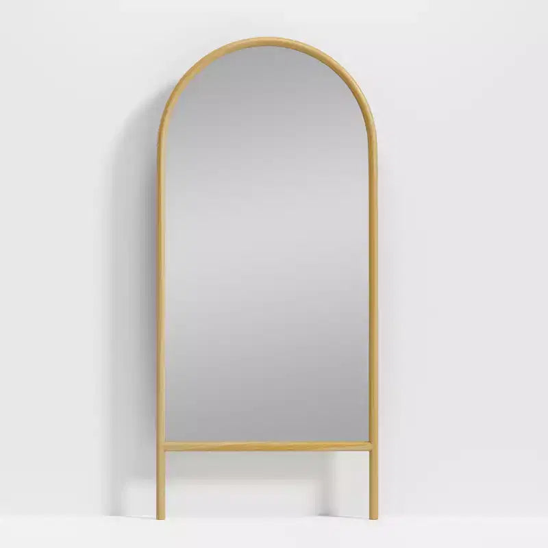 PexFix 31 po (L) x 71 po (H) Miroir en pied arqué, style échelle, avec cadre en bois massif, de couleur marron