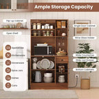 Costway 66 Meuble de Rangement Haut de Cuisine avec Station de Chargement Marron