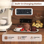 Costway 66 Meuble de Rangement Haut de Cuisine avec Station de Chargement Marron