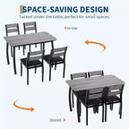 Ensemble de salle à manger moderne 5 pièces pour 4 personnes, chaises avec sièges rembourrés confortables, cadre en métal robuste, design peu encombrant, parfait pour la maison et l'appartement