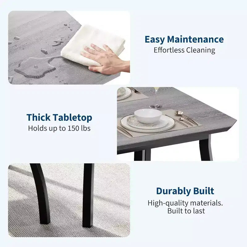 Ensemble de salle à manger moderne 5 pièces pour 4 personnes, chaises avec sièges rembourrés confortables, cadre en métal robuste, design peu encombrant, parfait pour la maison et l'appartement