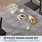 Ensemble de salle à manger moderne 5 pièces pour 4 personnes, chaises avec sièges rembourrés confortables, cadre en métal robuste, design peu encombrant, parfait pour la maison et l'appartement