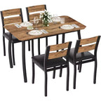 Ensemble de salle à manger moderne 5 pièces pour 4 personnes, chaises avec sièges rembourrés confortables, cadre en métal robuste, design peu encombrant, parfait pour la maison et l'appartement
