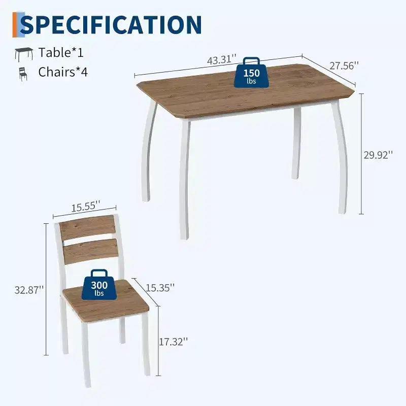 Ensemble de salle à manger moderne 5 pièces pour 4 personnes, chaises avec sièges rembourrés confortables, cadre en métal robuste, design peu encombrant, parfait pour la maison et l'appartement