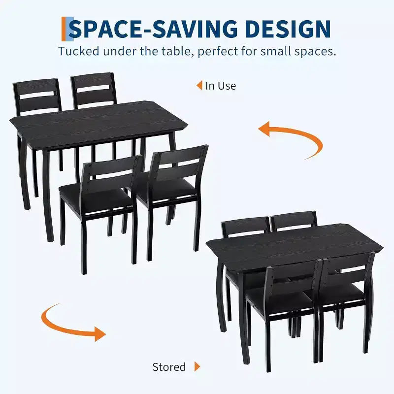 Ensemble de salle à manger moderne 5 pièces pour 4 personnes, chaises avec sièges rembourrés confortables, cadre en métal robuste, design peu encombrant, parfait pour la maison et l'appartement