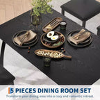 Ensemble de salle à manger moderne 5 pièces pour 4 personnes, chaises avec sièges rembourrés confortables, cadre en métal robuste, design peu encombrant, parfait pour la maison et l'appartement