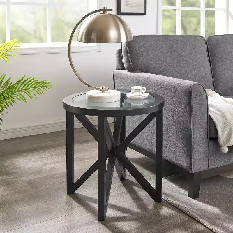 Table basse, table d'appoint, table de cocktail, table centrale, table latérale, table d'appoint en verre, ovale/ronde - ModernLuxe