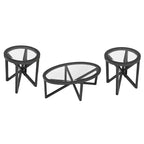 Table basse, table d'appoint, table de cocktail, table centrale, table latérale, table d'appoint en verre, ovale/ronde - ModernLuxe