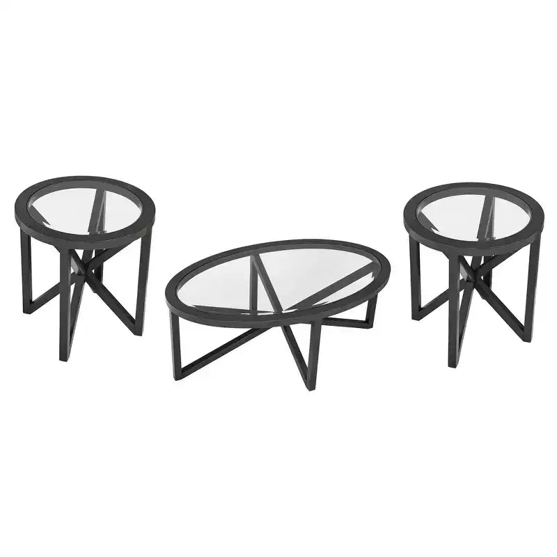 Table basse, table d'appoint, table de cocktail, table centrale, table latérale, table d'appoint en verre, ovale/ronde - ModernLuxe