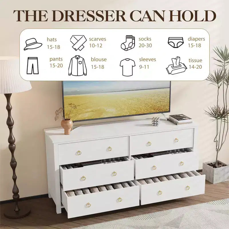 Commode à 3 tiroirs pour chambre à coucher, commode en bois avec poignées dorées, meuble TV console multimédia, commode autoportante pour salon