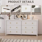 Commode à 3 tiroirs pour chambre à coucher, commode en bois avec poignées dorées, meuble TV console multimédia, commode autoportante pour salon