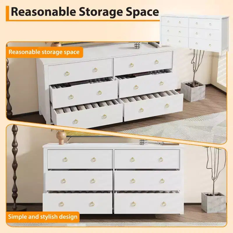 Commode à 3 tiroirs pour chambre à coucher, commode en bois avec poignées dorées, meuble TV console multimédia, commode autoportante pour salon