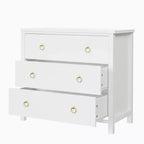 Commode à 3 tiroirs pour chambre à coucher, commode en bois avec poignées dorées, meuble TV console multimédia, commode autoportante pour salon