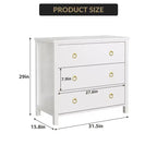 Commode à 3 tiroirs pour chambre à coucher, commode en bois avec poignées dorées, meuble TV console multimédia, commode autoportante pour salon