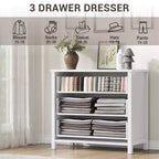 Commode à 3 tiroirs pour chambre à coucher, commode en bois avec poignées dorées, meuble TV console multimédia, commode autoportante pour salon