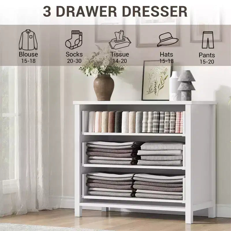 Commode à 3 tiroirs pour chambre à coucher, commode en bois avec poignées dorées, meuble TV console multimédia, commode autoportante pour salon